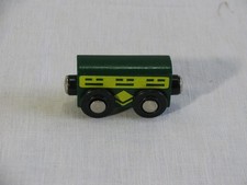 Magnetic Wooden Train Passenger Car for Thomas/Brio Track,Green/Yellow,Unmarked