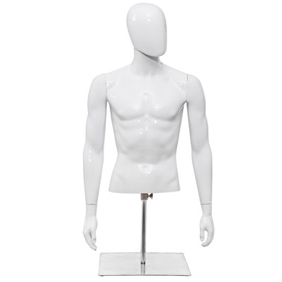 Male Mannequin Human Plastic Half Body Head Turn Dress Form Display w/Base