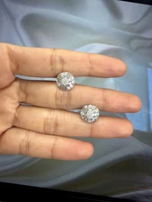 925 Sterling Silver With VVS Moissanite Cluster Studs Earrings Screw Back 