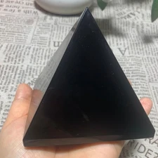 694G    Natural obsidian quartz crystal pyramid healing hot spire healing