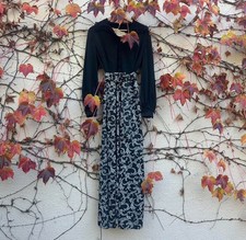 Elegant Black & White Vintage Maxi Dress | Size Large