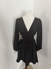 Hint of Blush Black Mini Dress Womens Small Open Back Cutout Long Sleeve