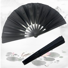 Clussbin Boots on The Ground Hand Fan Large Folding Black Wood