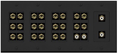 11.4 Surround Sound 22 Banana Wall Plate w/ 4 RCA Subwoofer [Black]