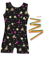 Leotards for Girls Gymnastics Kids Sleeveless Biketard with 5-6 Years Black