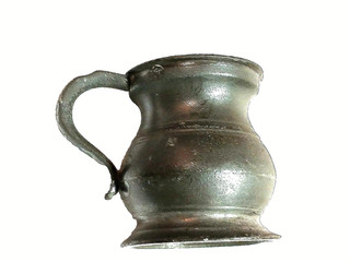 Victorian Black Pewter 1/3 Gill Pub Measure / VR Crown Mark Antique Tavern Cup