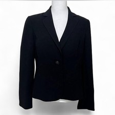 Vintage 90  s Y2K Kasper Blazer Black One Textured Button Detail Preppy Sz 8