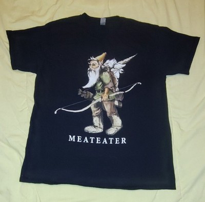 Gildan MEATEATER T-Shirt LARGE Gnome Hunts Unicorn Hunter Bow Hunting 