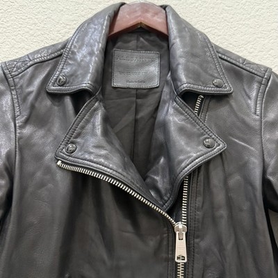 ALL SAINTS Dalby Biker Black 100% Lamb Leather Biker Jacket