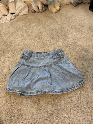 Abercrombie Kids Girls Blue Denim Pleated Mini Skirt Pull-On Elastic 13/14