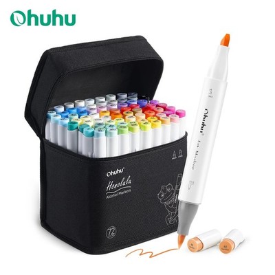Ohuhu 72 Farben Alkohol Marker Set - Doppelspitze, nachfüllbare Kunststifte zum Zeichnen &