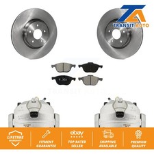 Front Disc Brake Caliper Rotors & Semi-Metallic Pad Kit For Ford Transit Connect