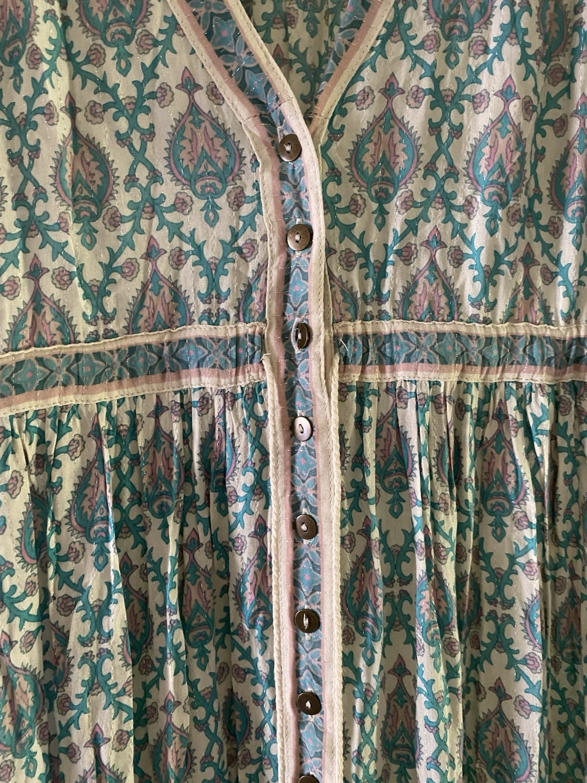Spell Designs Oracle Gown Maxi Duster dress Sage Rare Vintage S *slightly hemmed image 6