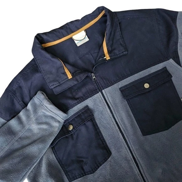 Columbia Men's Fleece Zip Up Terpin Point Overlay Blue in Blue Jacket Size XL