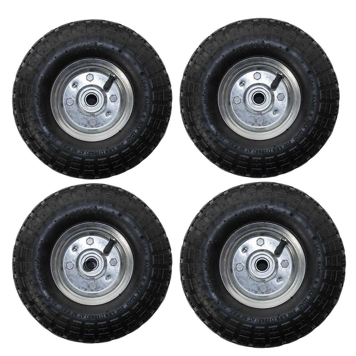4 PACK 10"" REPLACEMENT SPARE PNEUMATIC TYRE 4.10/3.50-4 FOR SACK BARROW TRUCK