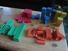 Lot Of 99 Wooden Rainbow Color Cube Building Counting Blocks Stem Toy Montessori