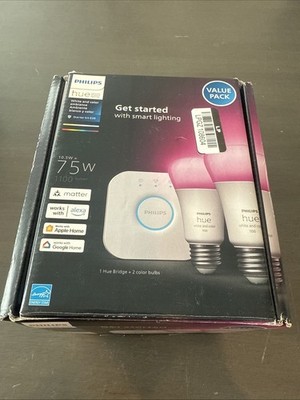 Philips HUE 75W White &Color Ambience Starter Kit E26 2-Pack