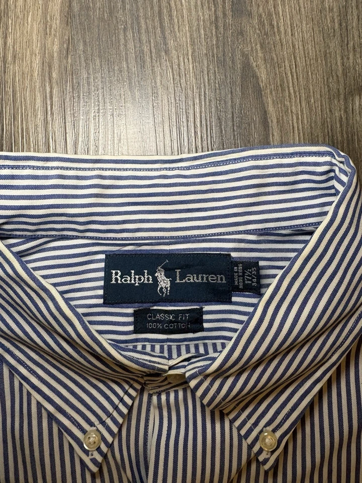 Camisa polo masculina manga longa listrada azul 17 Ralph Lauren - Imagem 4 de 4