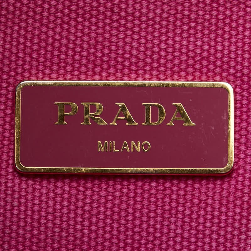 Prada Canapa Triangle Logo Plate Handbag Shoulder Bag 2WAY BN2642 Pink Canvas La thumbnail 7