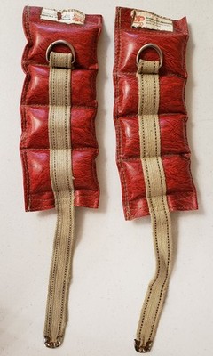 Diversified Products Red Leather Wrist Ankle Weights Vintage DP Fitness 2.5 lbs