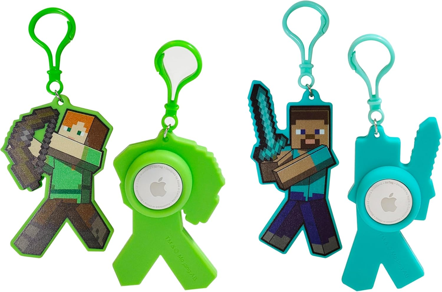 Minecraft Airtag Holder 2-Pack Silicone Keychain for Secure Fit