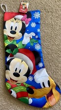 Kurt S Adler Disney Mickey Minnie Mouse Pluto 18" Hanging Christmas Stocking NWT