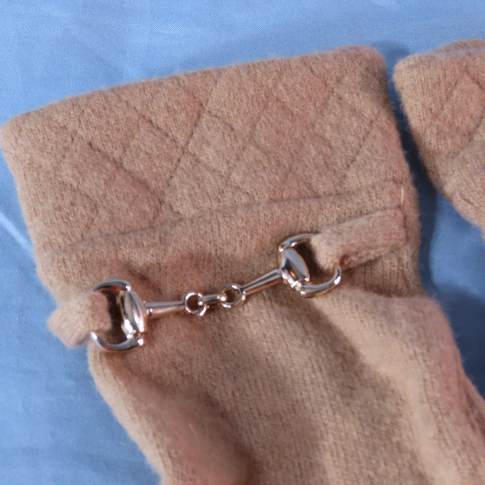 GUANTES DE PUNTO SUÉTER BRITÁNICO MONZÓN DE COLECCIÓN Beige Mezcla de Lana Acolchado Borde de Caballo Foto 3 de 4