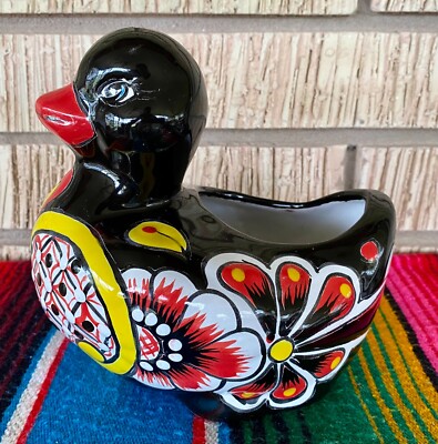 DUCK MEXICAN TALAVERA POTTERY FLOWER POT PLANTER CERAMIC Nautical