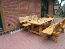 Rustikale  Gartenmöbel  Massivholz Terrassenmöbel Sitzgarnitur Sitzgruppe Akazie