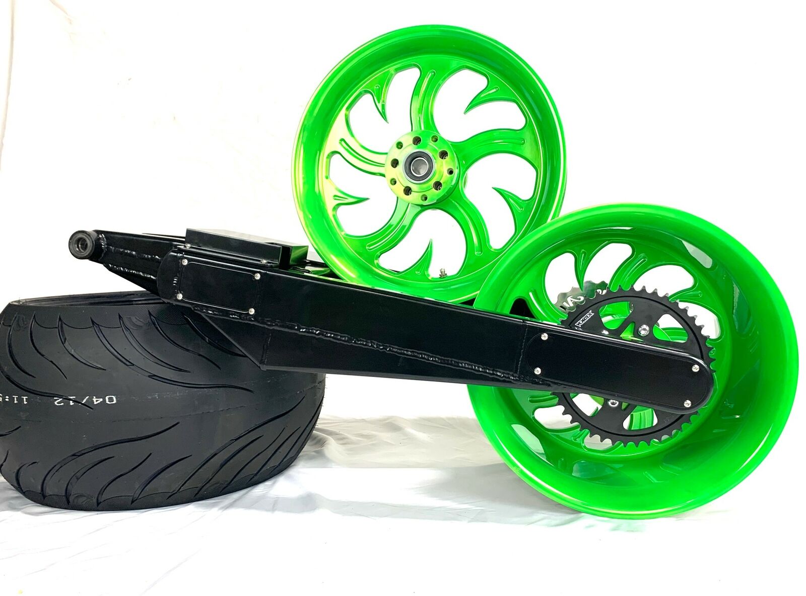 ZX14R 360 FAT TIRE KIT LIME GREEN SHARK TOOTH WHEELS 12-20 KAWASAKI NINJA  ZX14R