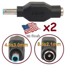x2 DC Power Adapter 4.5x3.0mm Male Plug to 5.5x2.1mm Female Jack For HP Notebook