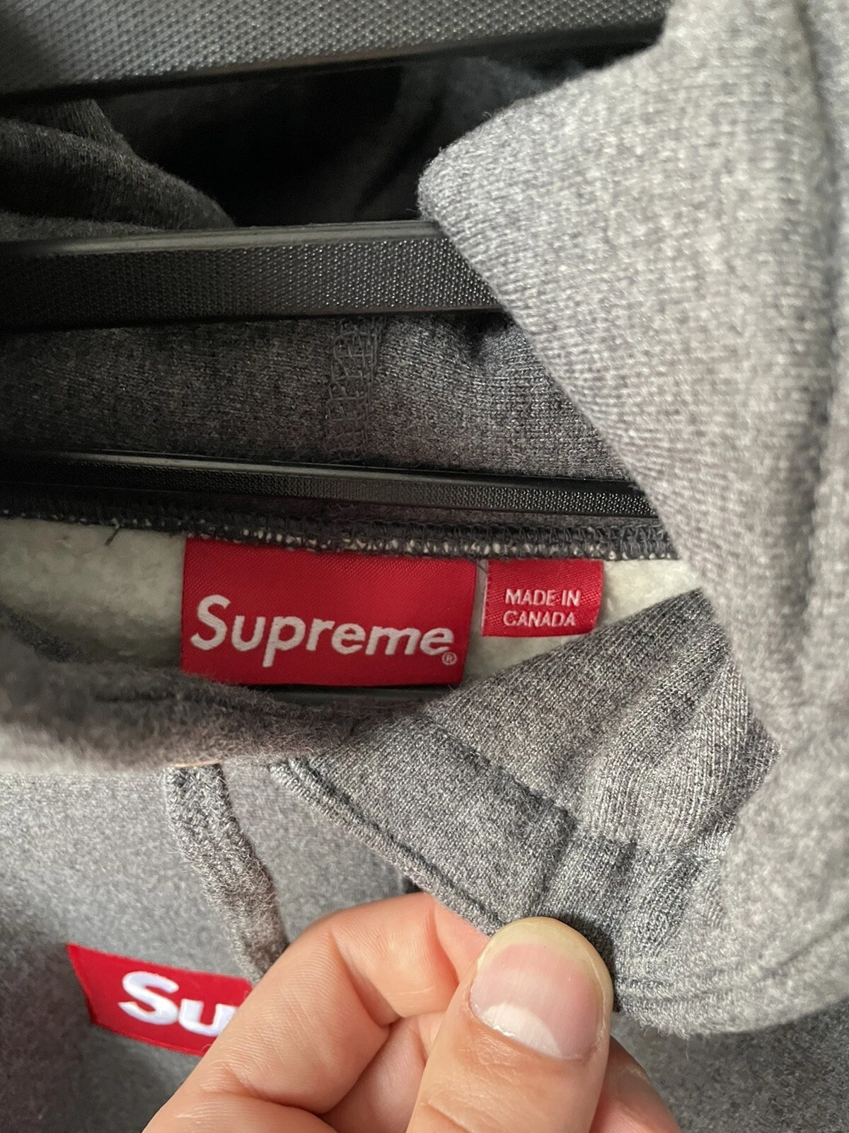 DS. Felpa con cappuccio logo Supreme Box antracite FW21 Taglia Large