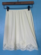1960s SEARS Yellow Lace Trim Short Slip waist 27-29  Med Second Skin Non Cling