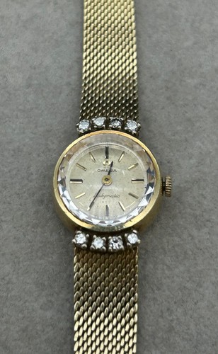 Omega Ladymatic 14K Gold and Diamond Ladies Watch - Works!