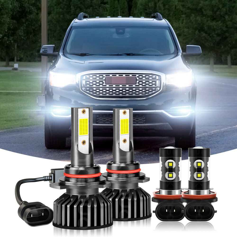 For GMC Acadia 2013-2019 -4X LED Headlight High/Low Beam + Fog Light Bulbs 6000K