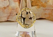 Peanut Wood Jasper 12x16mm Citrine Ring 925 Sterling Silver Size 8 TCW 8.80