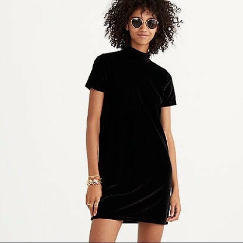 Madewell Black Velvet Mock Neck Short 