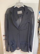 Women's Black Jacket Drapey Sheer Evening Jacket Size 4/small Made In Italy