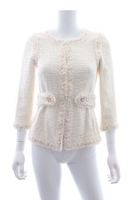 Chanel Braided-trim Tweed Cotton-blend Jacket / Cream