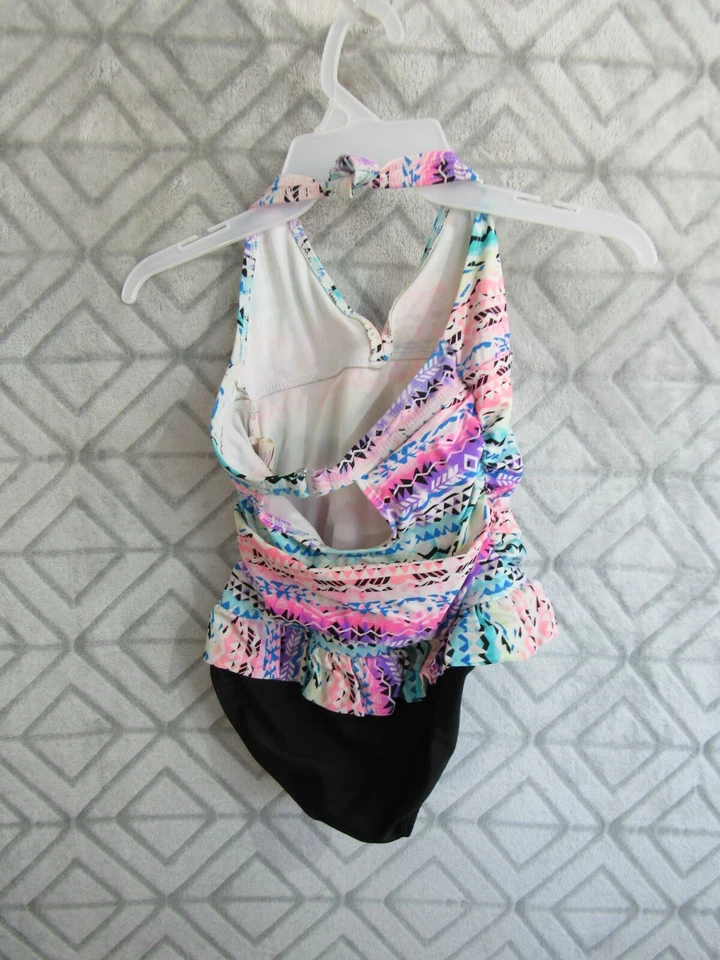 OP 1 Pieza Traje de Baño Talla L 10 12 Niñas Multicolor Gancho Alrededor del Cuello Cerradura Foto 4 de 4