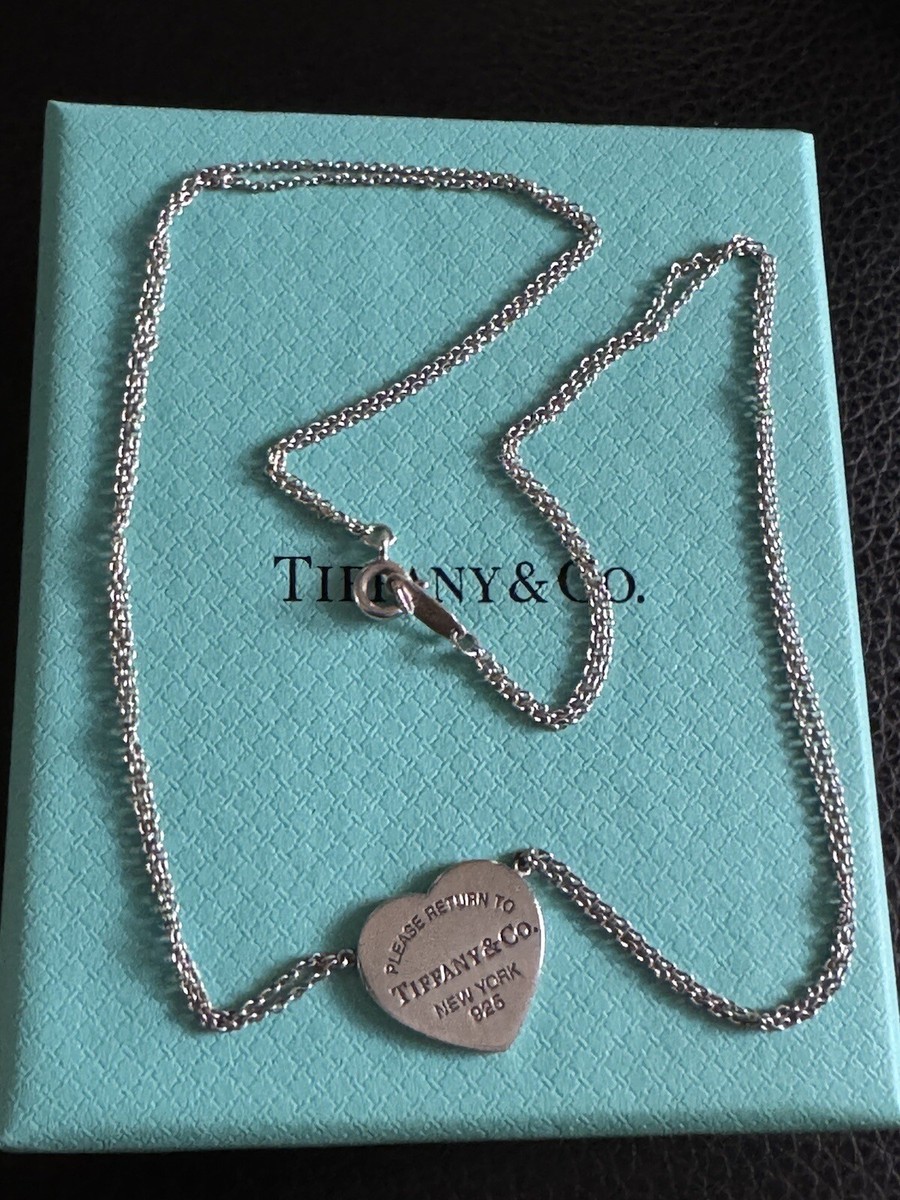 Necklace 16” Please Return To Tiffany&Co Heart Silver Double Chain