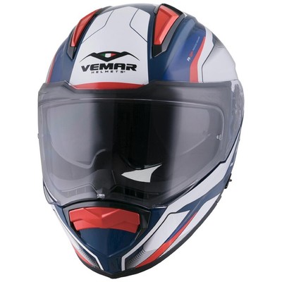 Vemar Zephir Integrale da Moto Casco - Lunar Blu Profondo Bianco Rosso |  eBay