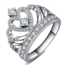Princess Crown Ring 1.9CT Simulated Tiara Anniversary Ring 925 Silver Plated