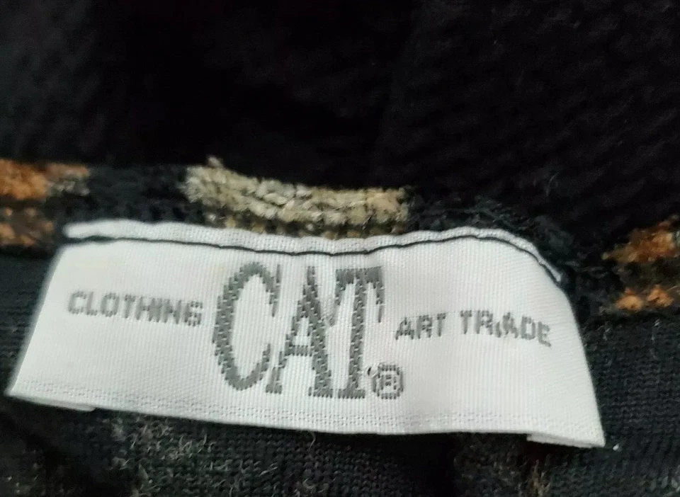 CAT Art Trade 天鹅绒上衣短袖动物印花棕色黑色 M 码 — 第 3/4 张图片