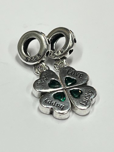 LUCKY HOPE HAPPY LOVE DANGLE (2 Charms) s925 Silver Charm by Charm Heaven - Picture 2 of 3