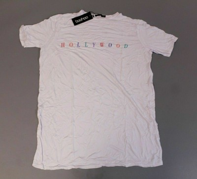 Boohoo Womens Plus Rose Rainbow Slogan Oversized T Shirt Dress Si4