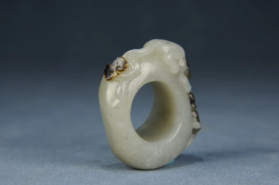 ANILLO MONO DOBLE TALLADO A MANO JADE RÍO XIN JIANG 100% NATURAL CERTIFICADO 64g Foto 4 de 4