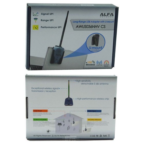 ALFA AWUS036NHV 150Mbp/s 2.4GHz USB WiFi Dongle Detachable 5dBi RP-SMA Antenna - 第 2/5 張圖片