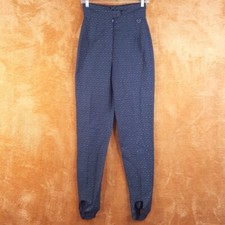 Vintage OBERMEYER Ski Pants Womens Size 6 Gray Diamond High Rise Pleated Stirrup