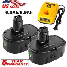 2 PACK 18V For Dewalt 6.0Ah/5.5Ah DC9096 DC9098 Battery /Charger DC9099 DC9096-2